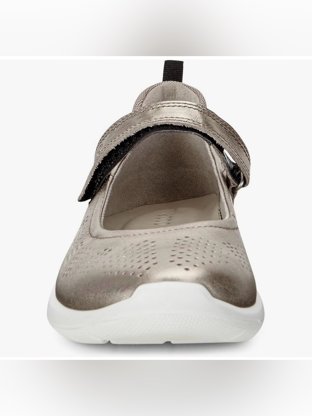 Ecco Metallic Pewter Mary Jane Slip-On Flats - Picture 6 of 10